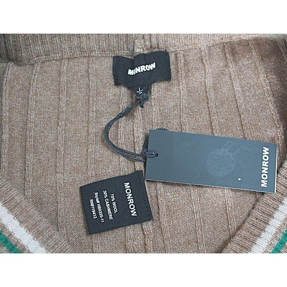 Monrow Wool Cashmere Ribbed Light Brown Pants Size Large‎ NWT - Picture 3 of 6